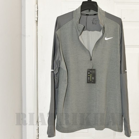 GREY NWT Men's Half (1/2)Zip Running Top Dri-Fit Nike with Thumb holes - Picture 2 of 7